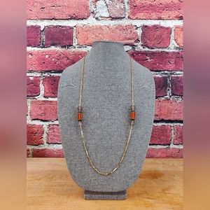 Sarah Coventry Gold Tone Chunky Beaded Long  Costume Necklace, 35"